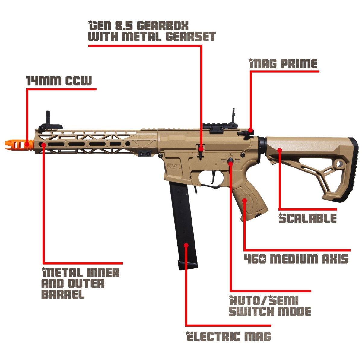 EMERBU Modified Gel Ball Blaster Gun ARP9 Extended(Tan) - EMERBUtoysEMERBUtoys