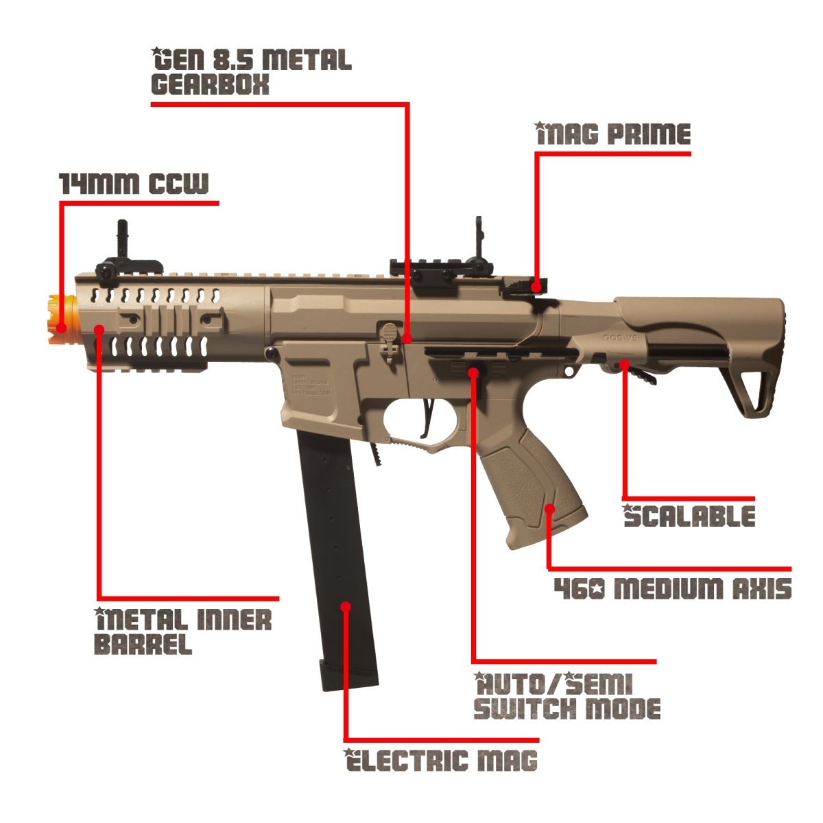 EMERBU Modified Gel Ball Blaster Gun ARP9(Tan) - EMERBUtoysEMERBUtoys