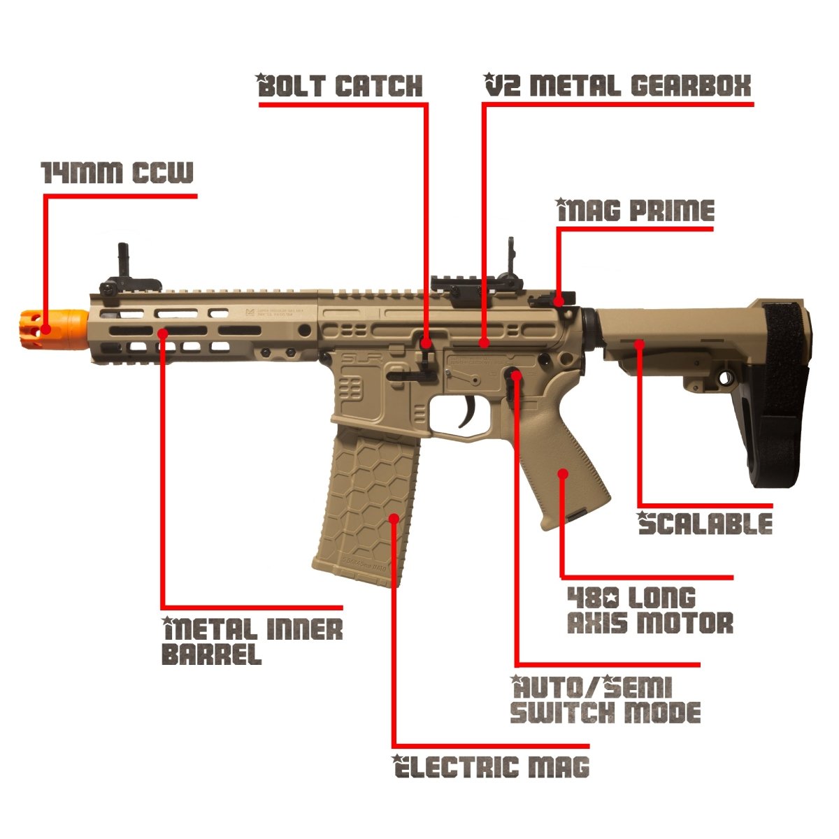 EMERBU Modified Gel Ball Blaster Gun SLR(Tan) - EMERBUtoysEMERBUtoys